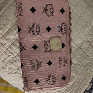 MCM Pink Zip-Around Wallet